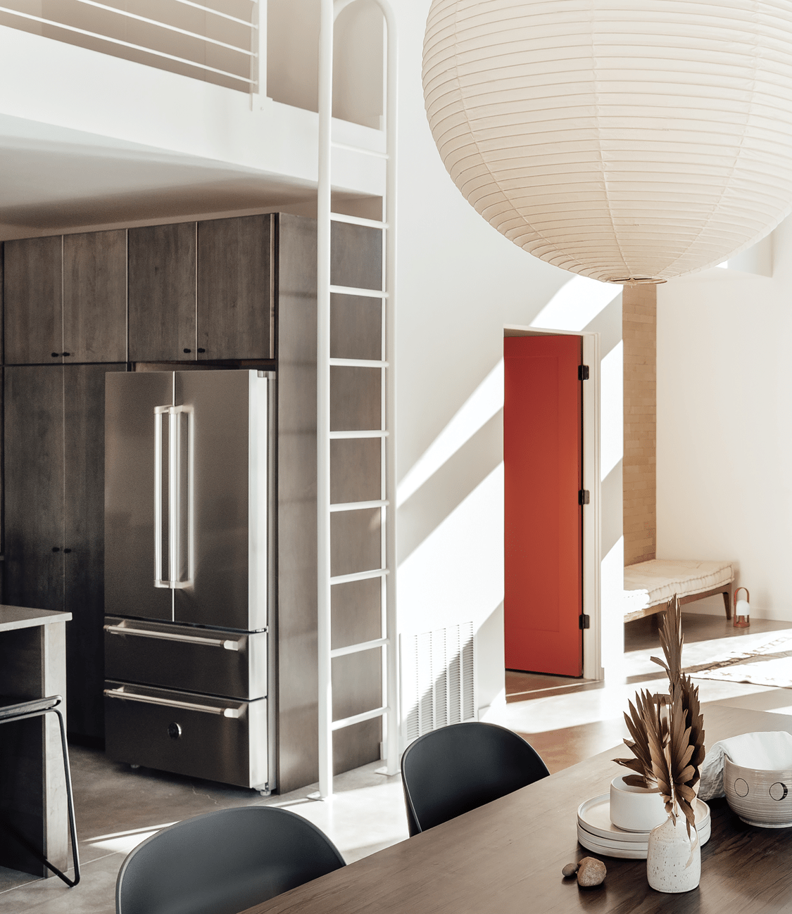 Kitchen with plaster hood